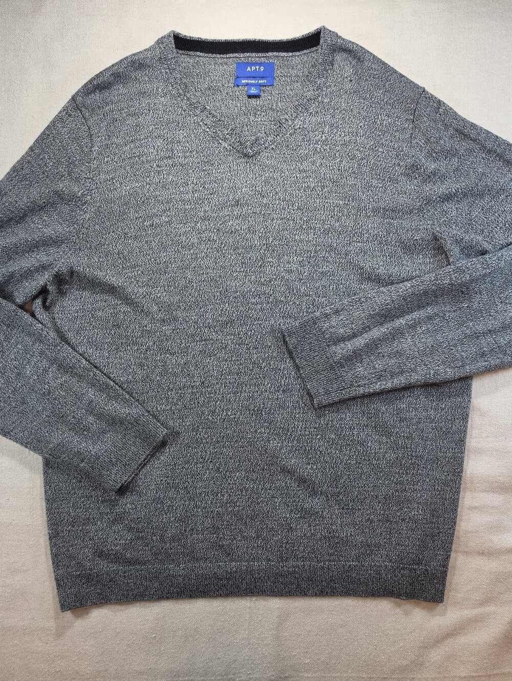 Apt. 9 Men's Charcoal Gray V-Neck Wool-blend Sweater XL